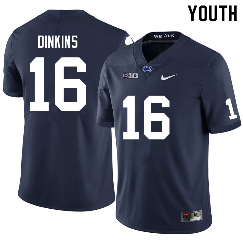 Youth #16 Khalil Dinkins Penn State Nittany Lions College Football Jerseys Sale-Navy